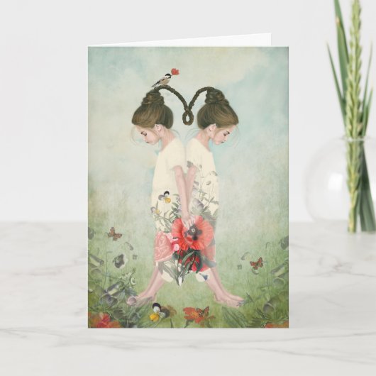 姉妹、双子、花、ア素晴らしート カード (正面)