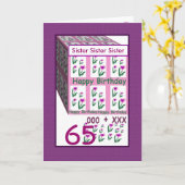 姉妹-幸せな第65誕生日 カード (黄色い花)