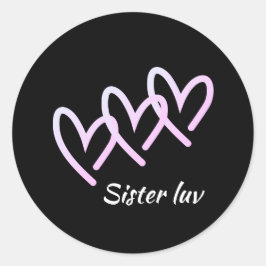 姉妹 愛 ハート ブラック ラウンドシール