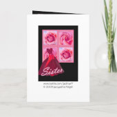 姉妹-新婦付添人-赤いガウン、ピンクのバラ 招待状 (裏面)