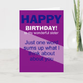 姉素晴らし誕生日 カード (正面)