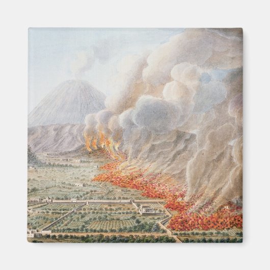 始まったベスビウス山の噴火の様子 マグネット (正面)