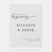 「始まりにようこそ」結婚の アクリルサイン (正面)