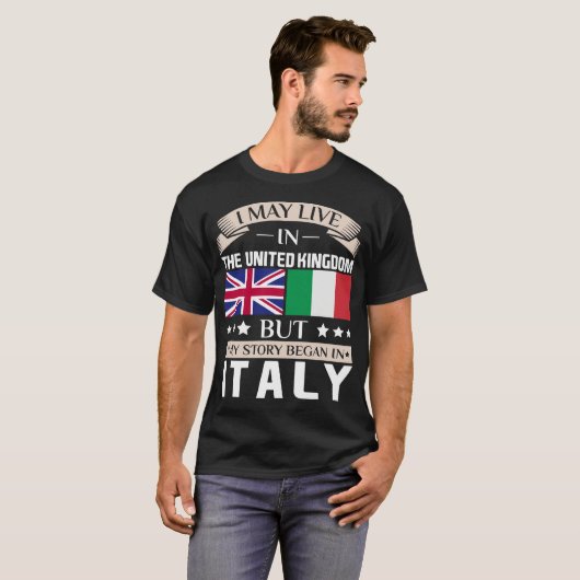 始まりましたイタリアの旗のTシャツでイギリスの物語に住むよろしいです Tシャツ (正面フル)