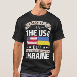 始まりましたウクライナの旗で米国の物語に住むよろしいです Tシャツ