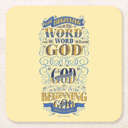 始めで単語はありました スクエアペーパーコースター (正面)