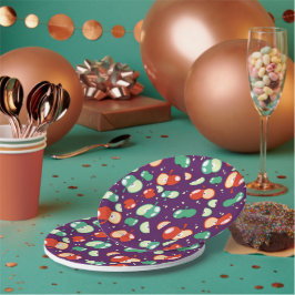 始めようパーティー- ポップ・アートの Apple on Purple ペーパープレート