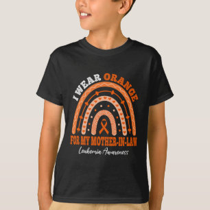 姑衣服オレンジ白血病認識度R Tシャツ