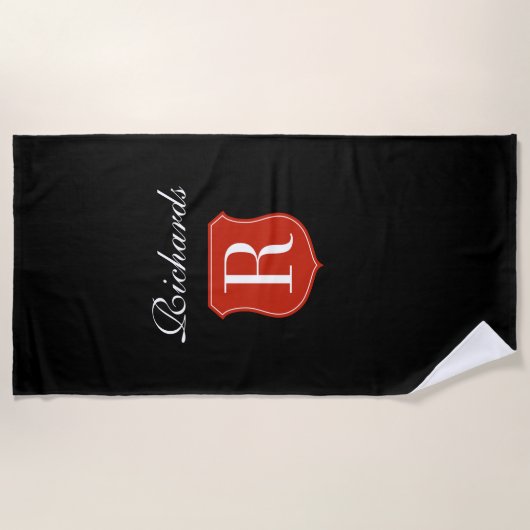 姓が付いているカスタムなモノグラムのビーチタオルのギフト ビーチタオル (正面)