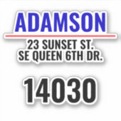 姓とアドレス – カスタムメールボックス番号 シール (正面)