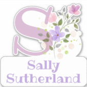 姓と名にイニシャルステッカー切り抜き シール (正面)