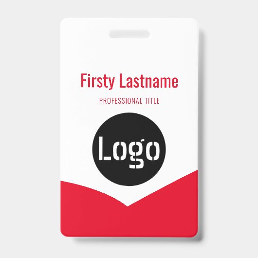 姓と名を持つ会社のロゴバーコードBa バッジ (正面)