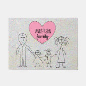 姓のかわいい棒は子供のスケッチを計算します ドアマット (正面)