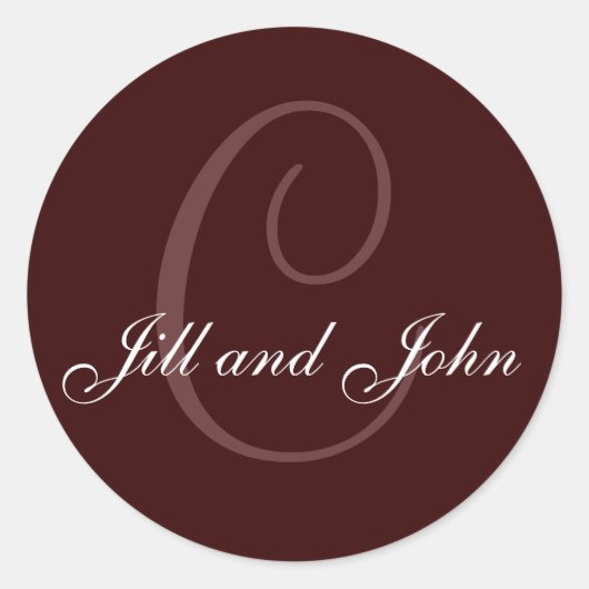 姓のイニシャル、名チョコレートシール ラウンドシール (正面)