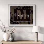 姓のカスタマイズプリントブラックブラウンフローラ ポスター