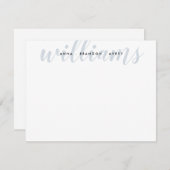 姓のカップル結婚シルバーグレーのスクリプト ノートカード (正面/裏面)