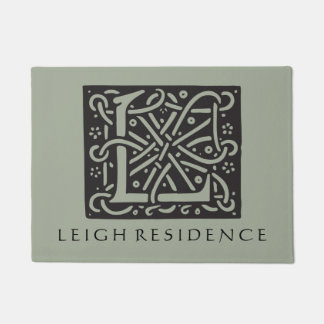 姓のケルト結び目模様の手紙Lモノグラム ドアマット