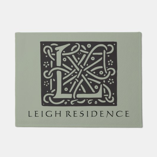 姓のケルト結び目模様の手紙Lモノグラム ドアマット (正面)