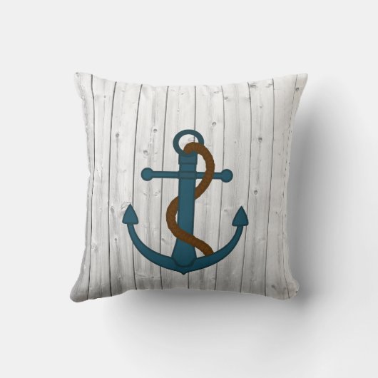 姓のビーチハウスへの航海のないかりの歓迎 クッション (裏面)