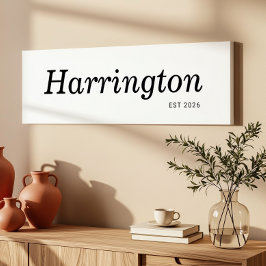 姓の署名Est日付Long Narrowを囲むことができる キャンバスプリント