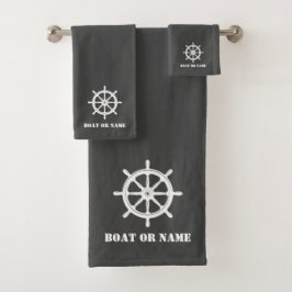 姓またはボート船航海の輪ヘルムグレー バスタオルセット