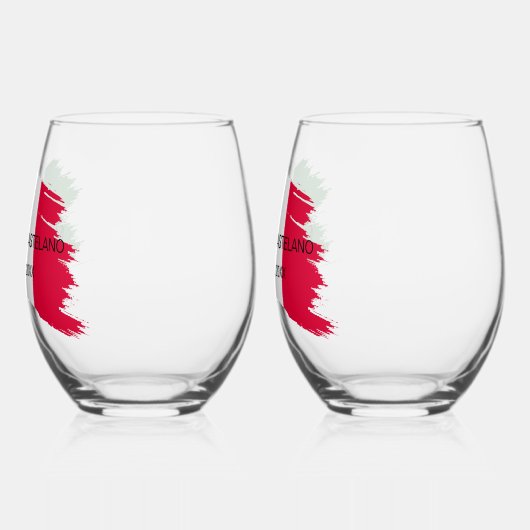 姓イタリアン名カスタムフラグ色懇親会 ステムなしワイングラス (左)