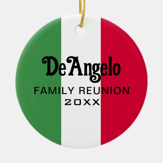 姓イタリアン名カスタムフラグ色懇親会 セラミックオーナメント (正面)