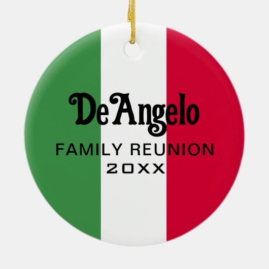 姓イタリアン名カスタムフラグ色懇親会 セラミックオーナメント (裏面)