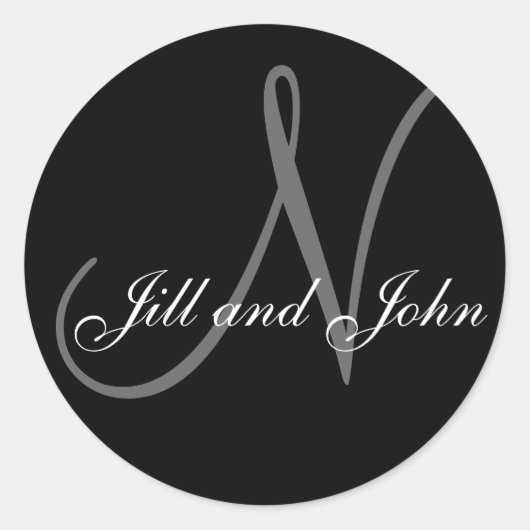 姓イニシャル"N"と名ステッカー ラウンドシール (正面)