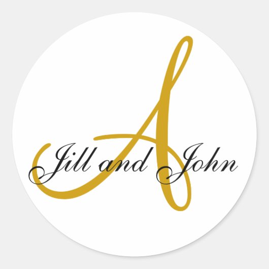 姓イニシャルAプラス名金ゴールドシール ラウンドシール (正面)