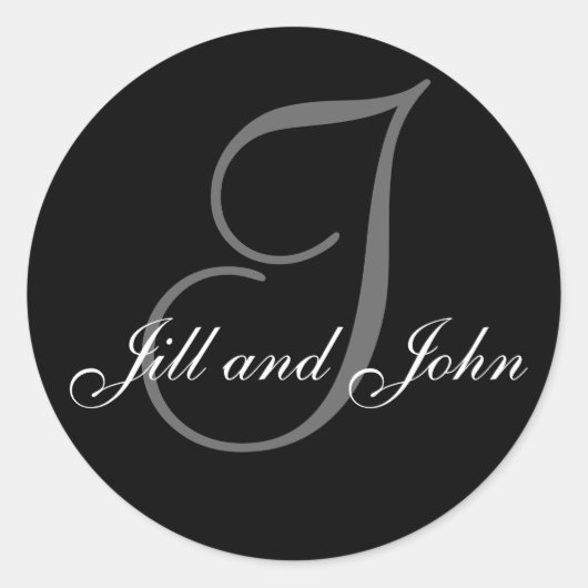 姓イニシャルIプラス名ブラックステッカー ラウンドシール (正面)