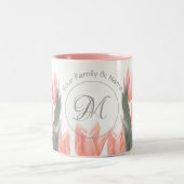 姓エレガント名モノグラムピーチュリ絵画ップス ツートーンマグカップ (中央)