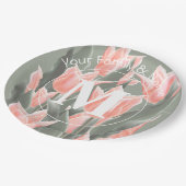 姓エレガント名モノグラムピーチュリ絵画ップス ペーパープレート (アングル)