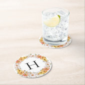 姓カスタムイニシャルフローラコースター ラウンドペーパーコースター (インサイチュ)