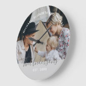 姓カスタム定年写真 ラージ壁時計 (傾斜)