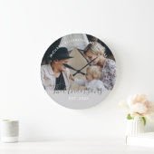 姓カスタム定年写真 ラージ壁時計 (ホーム)