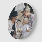 姓カスタム定年写真 ラージ壁時計 (傾斜)