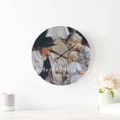 姓カスタム定年写真 ラージ壁時計 (ホーム)