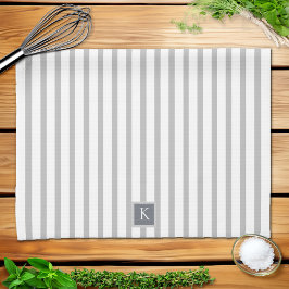姓グレー白ストライプの キッチンタオル