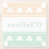 姓パーソナライズされたアイルランド国旗の色 ガラスコースター (裏面)