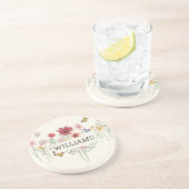 姓パーソナライズされたフローラ コースター (側面)