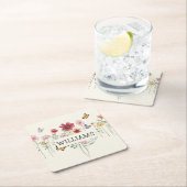 姓パーソナライズされたフローラ スクエアペーパーコースター (インサイチュ)