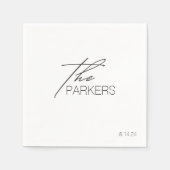 姓モダンエレガント式カスタム結婚式シンプル スタンダードカクテルナプキン (正面)