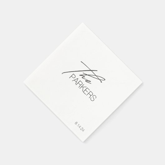 姓モダンエレガント式カスタム結婚式シンプル スタンダードカクテルナプキン (角)
