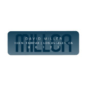 姓モダン微妙な濃い青のグラデーション ラベル (正面)