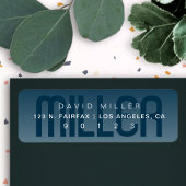 姓モダン微妙な濃い青のグラデーション ラベル