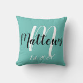 姓モノグラムとEst。日付 クッション (正面)