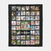 姓モノグラム43フォトコラージブラック フリースブランケット (正面)