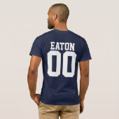 姓及び数フットボールのジャージーのTシャツ Tシャツ (裏面フル)