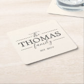 姓引っ越し祝いパーティーパーティーウェディングシャワー スクエアペーパーコースター (アングル)